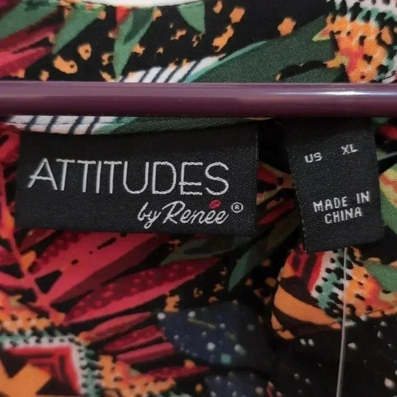 Attitudes by Renee Regular Global Illusions Printed Caftan Black Mosaic - Picture 6 of 10